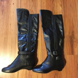 Never worn Tall (STEVE) Madden girl Over-the-Knee black versatile boots 6.5
